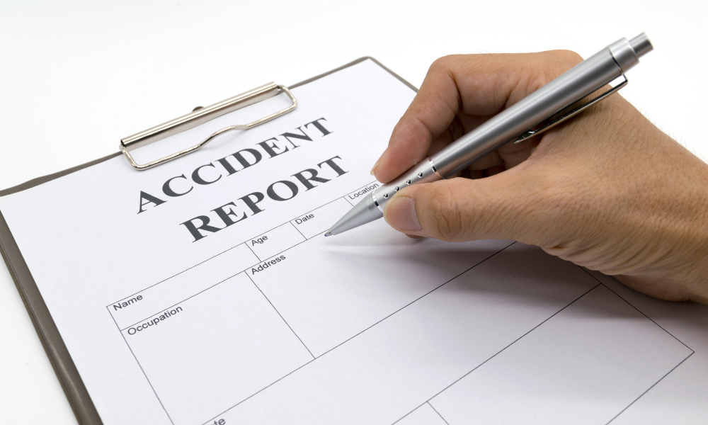 filling out an accident report